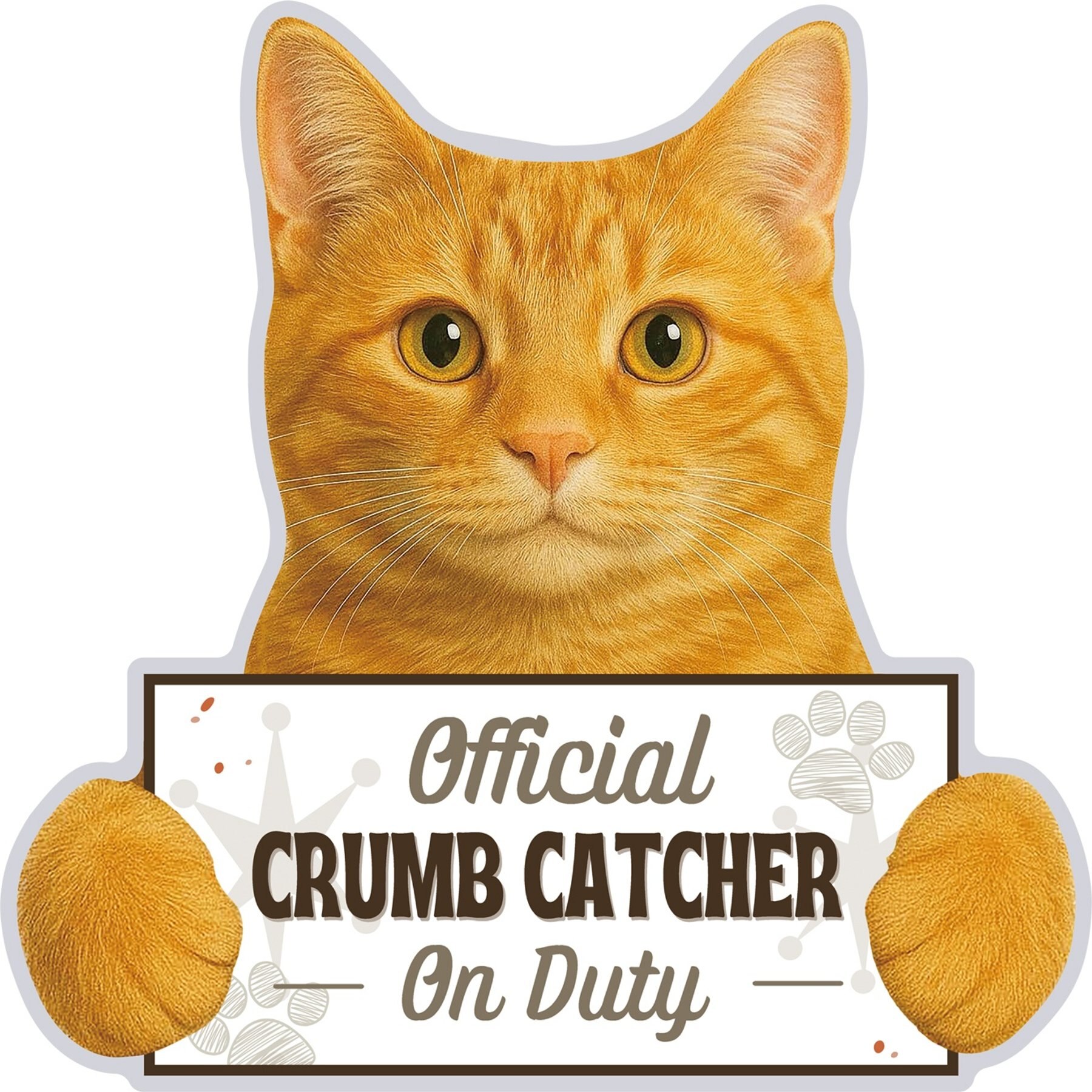 E&S PETS Official Crumb Catcher on Duty Orange Tabby Funny Magnetic Chip Clip