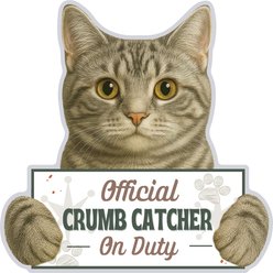 E&S PETS Official Crumb Catcher on Duty Silver Tabby Funny Magnetic Chip Clip