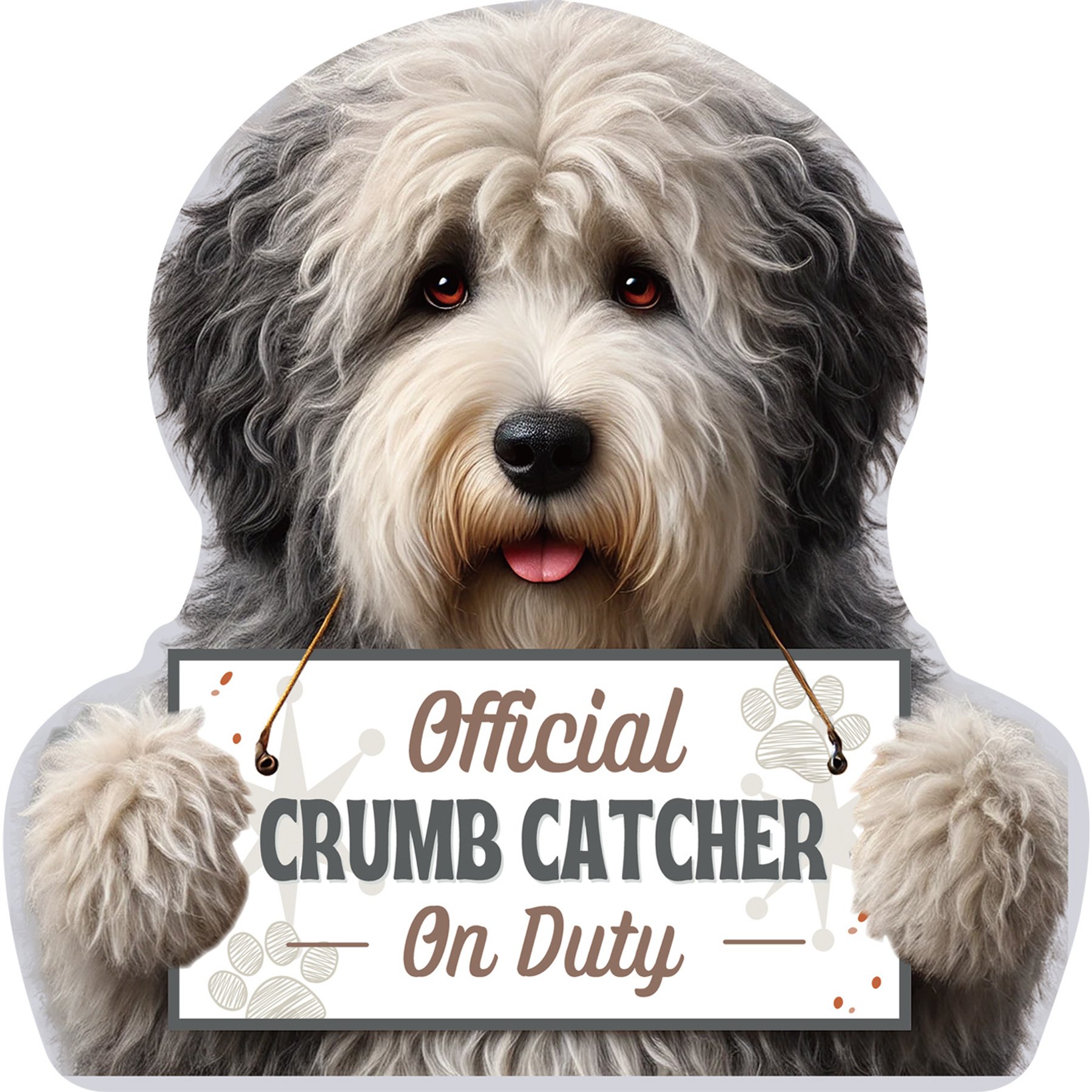 E&S PETS Official Crumb Catcher on Duty Old English Sheepdog Funny Magnetic Chip Clip