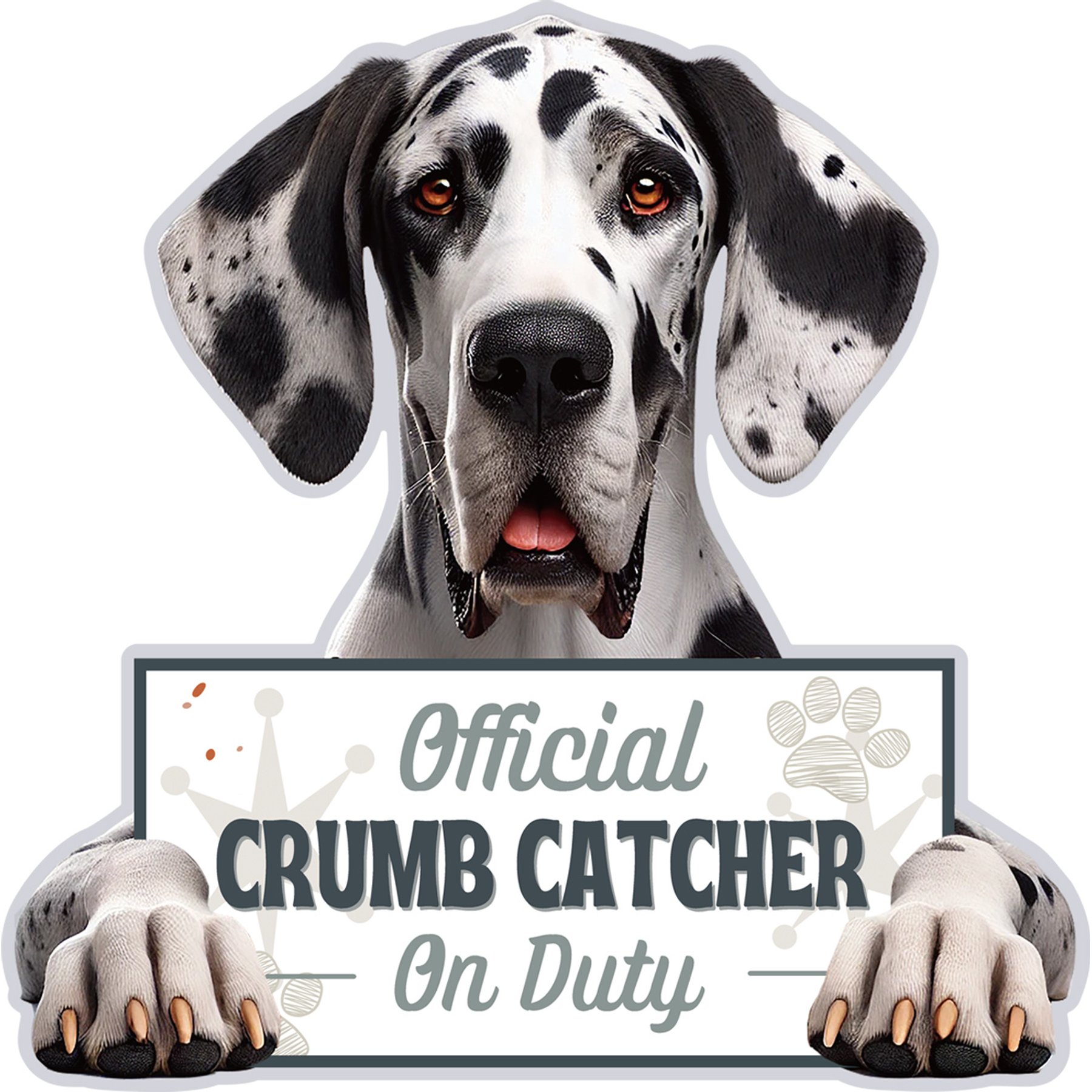 E&S PETS Official Crumb Catcher on Duty Harlequin Dane Funny Magnetic Chip Clip