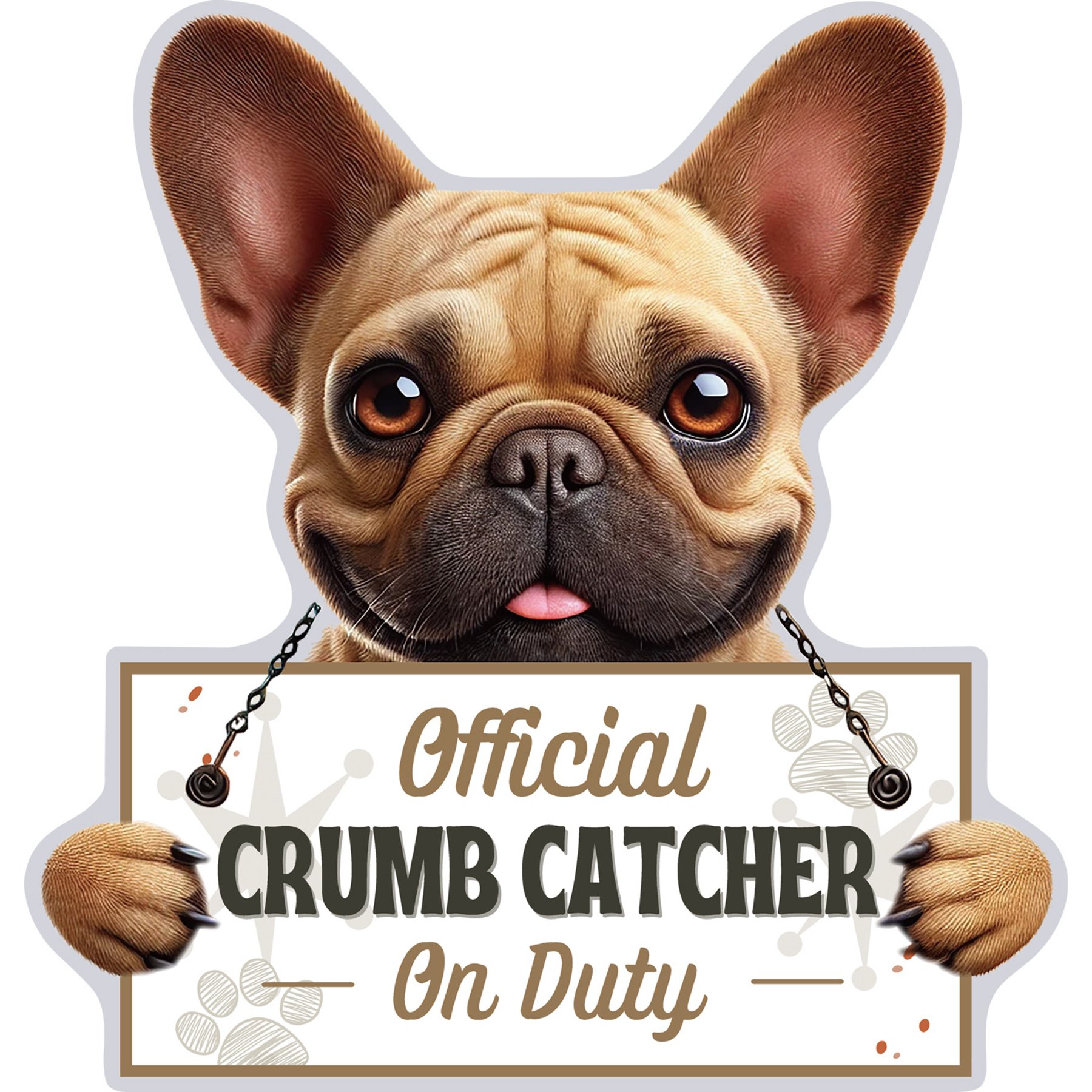 E&S PETS Official Crumb Catcher on Duty French Bulldog Tan Funny Magnetic Chip Clip