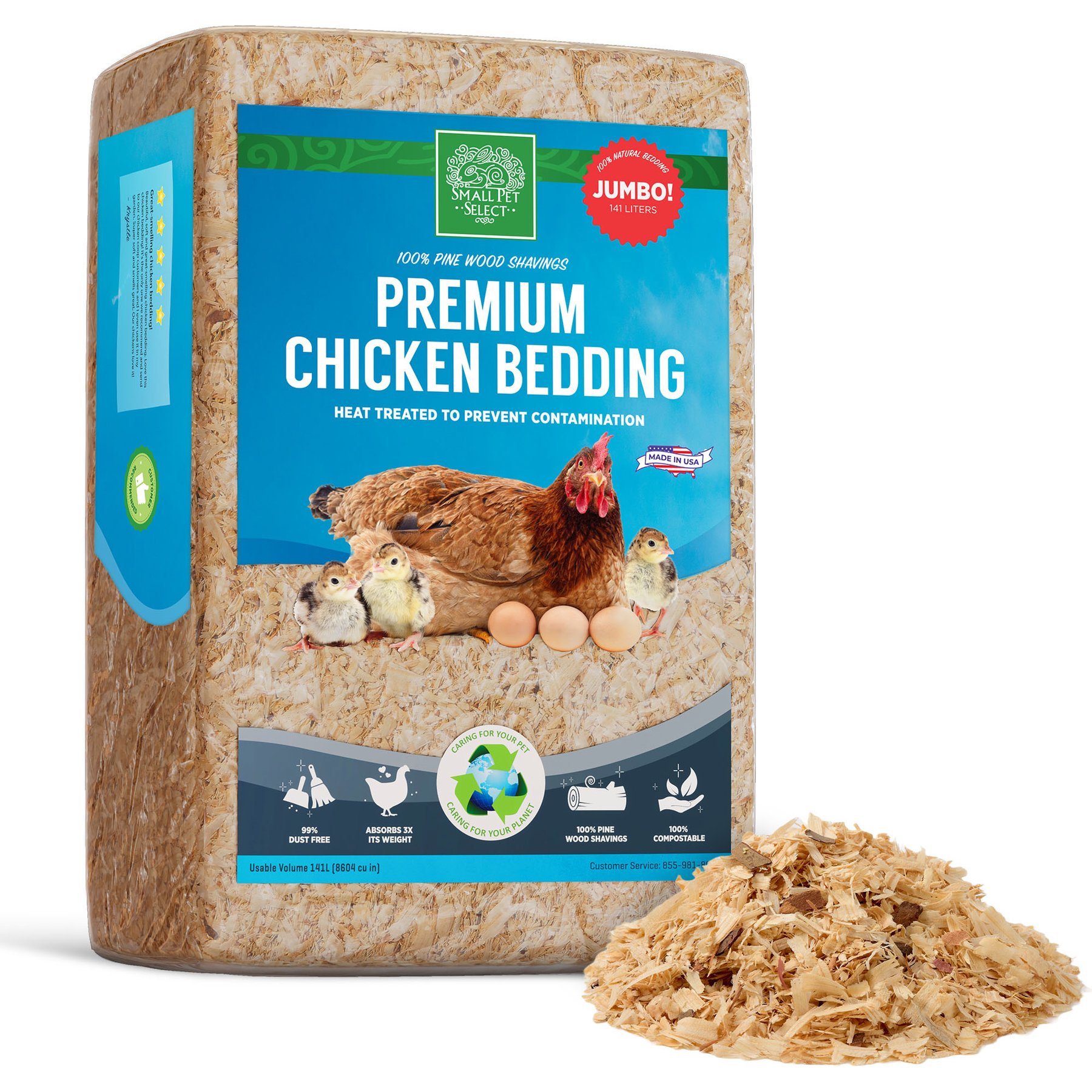 Small Pet Select Pine & Wood Shavings Chicken Bedding, 141-L bag