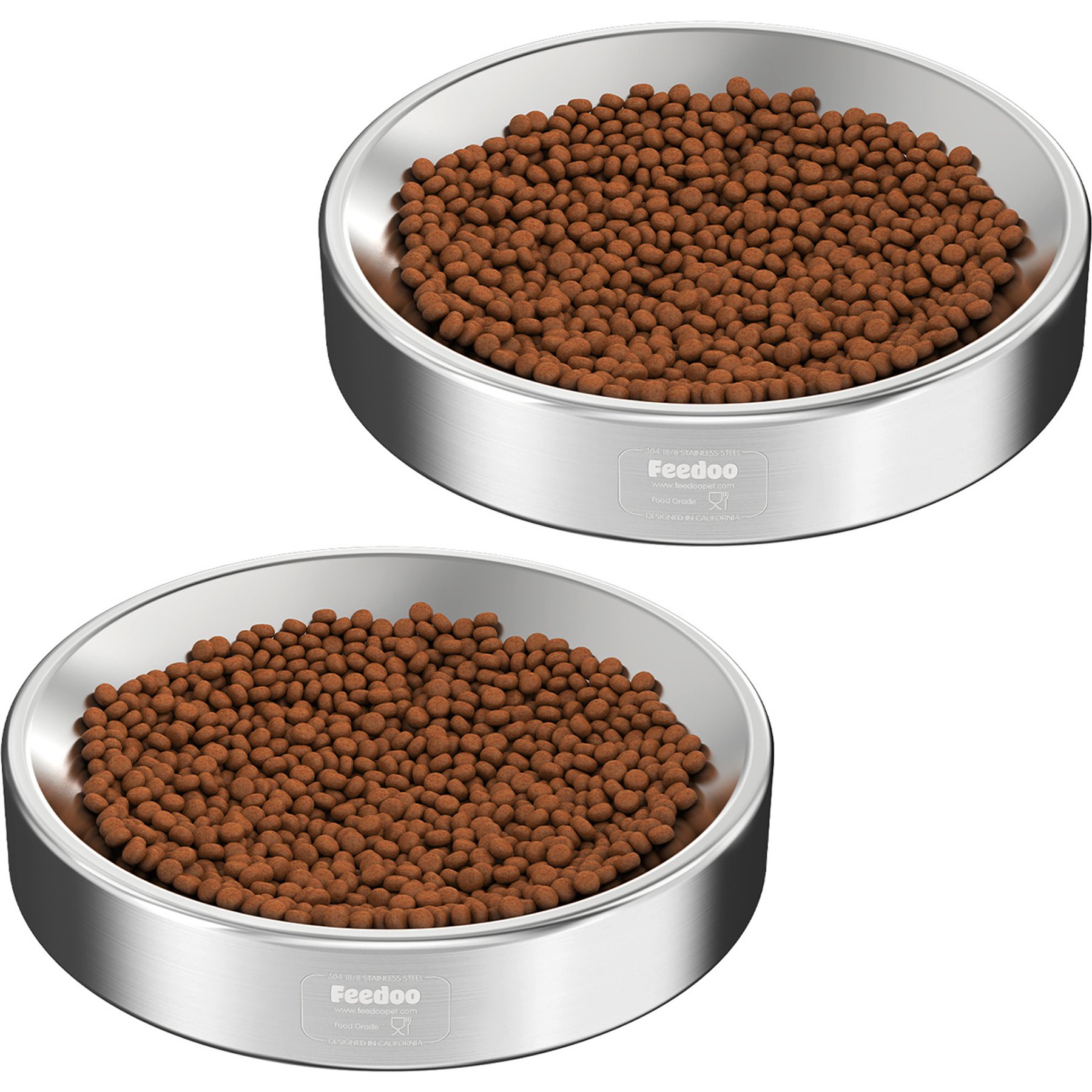 Feedoo Double Wall Non-Skid Stainless-Steel Elevated Cat Bowl, Medium: 8-oz, 2 count