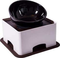 WZ PET Tilted & Anti-Slip Feeding Ceramic Bowl Set for Dogs & Cats, Medium: 3-cup, Black