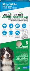 Credelio Quattro/Credelio Quattro-CA1 Chewable Tablets for Dogs, 50.1-100 lbs, 6 Chewables (6-mos. supply)