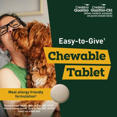 Show full view: Credelio Quattro/Credelio Quattro-CA1 Chewable Tablets for Dogs, 25.1-50 lbs, 1 Chewable (1-mo. supply) slide 5 of 9