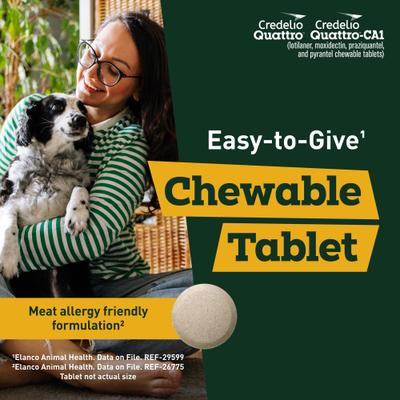 Show full view: Credelio Quattro/Credelio Quattro-CA1 Chewable Tablets for Dogs, 12.1-25 lbs, 6 Chewables (6-mos. supply) slide 5 of 9