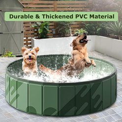 DOPZER Collapsible Outdoor Durable Non-Slip Foldable PVC Swimming Pool & Bathtub Dog Portable Shower, Green, 39.4 x 39.4 x 11.8-in slide 2 of 5