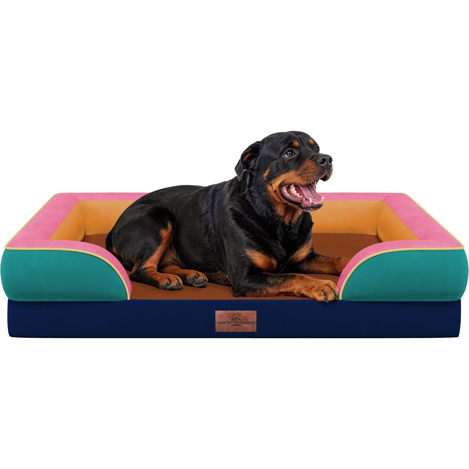 HINTON Waterproof Egg Crate Foam Orthopedic Bolster Dog Bed with Washable Cover & Non-Slip Bottom, Autumn Blossom, Jumbo