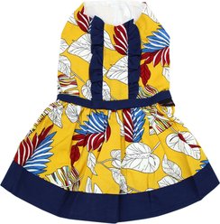 Parisian Pet Tribal Leaves Dress Colorful Tropical Leaf Print Dog Dress, XXX-Large