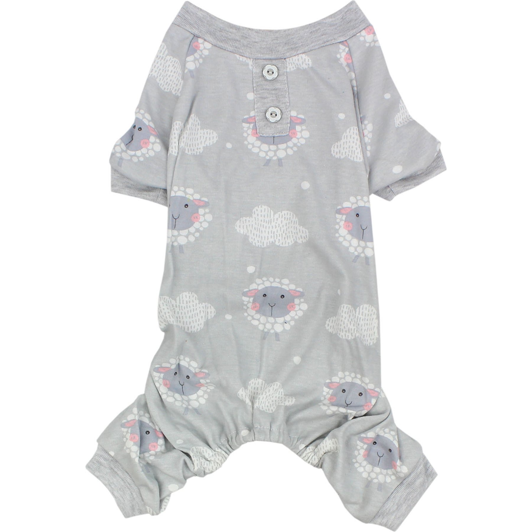 Parisian Pet Sheep Embroidered Cotton Pajama Dog & Cat Sleepwear, Grey, Large
