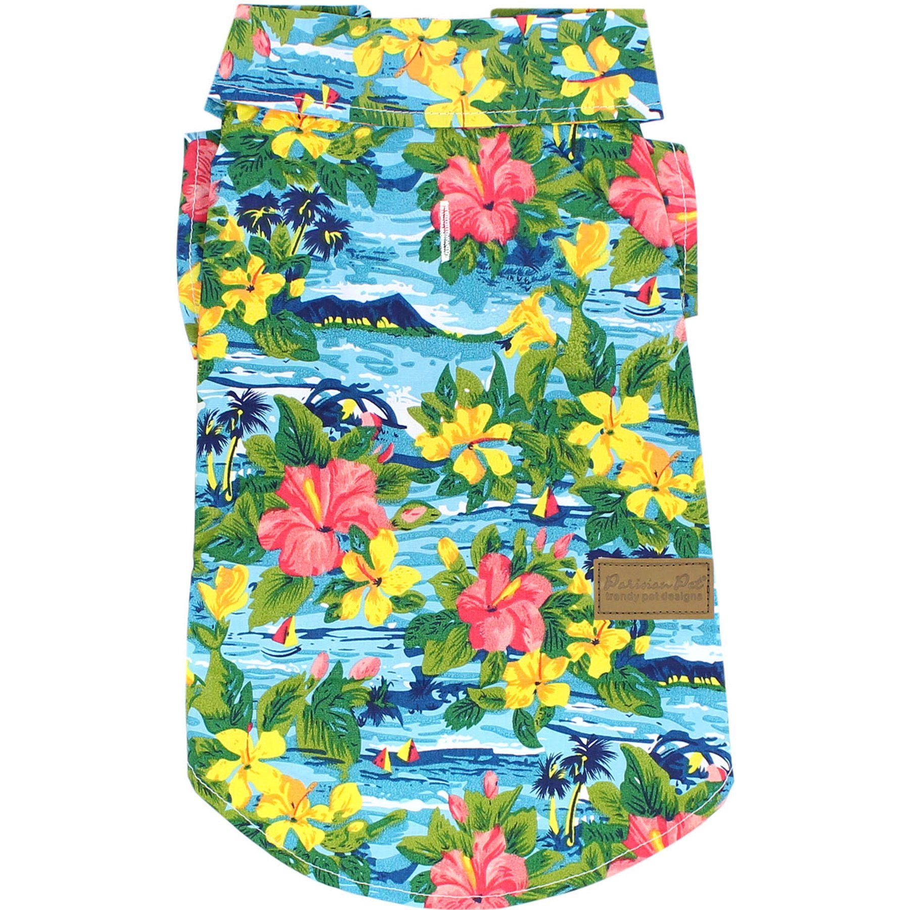 Parisian Pet Hawaiian Camp Embroidered Lightweight Tropical Dog Shirt, Small