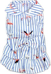 Parisian Pet Flamingo Striped Cotton & Flamingo Print Dog Dress, XXX-Large