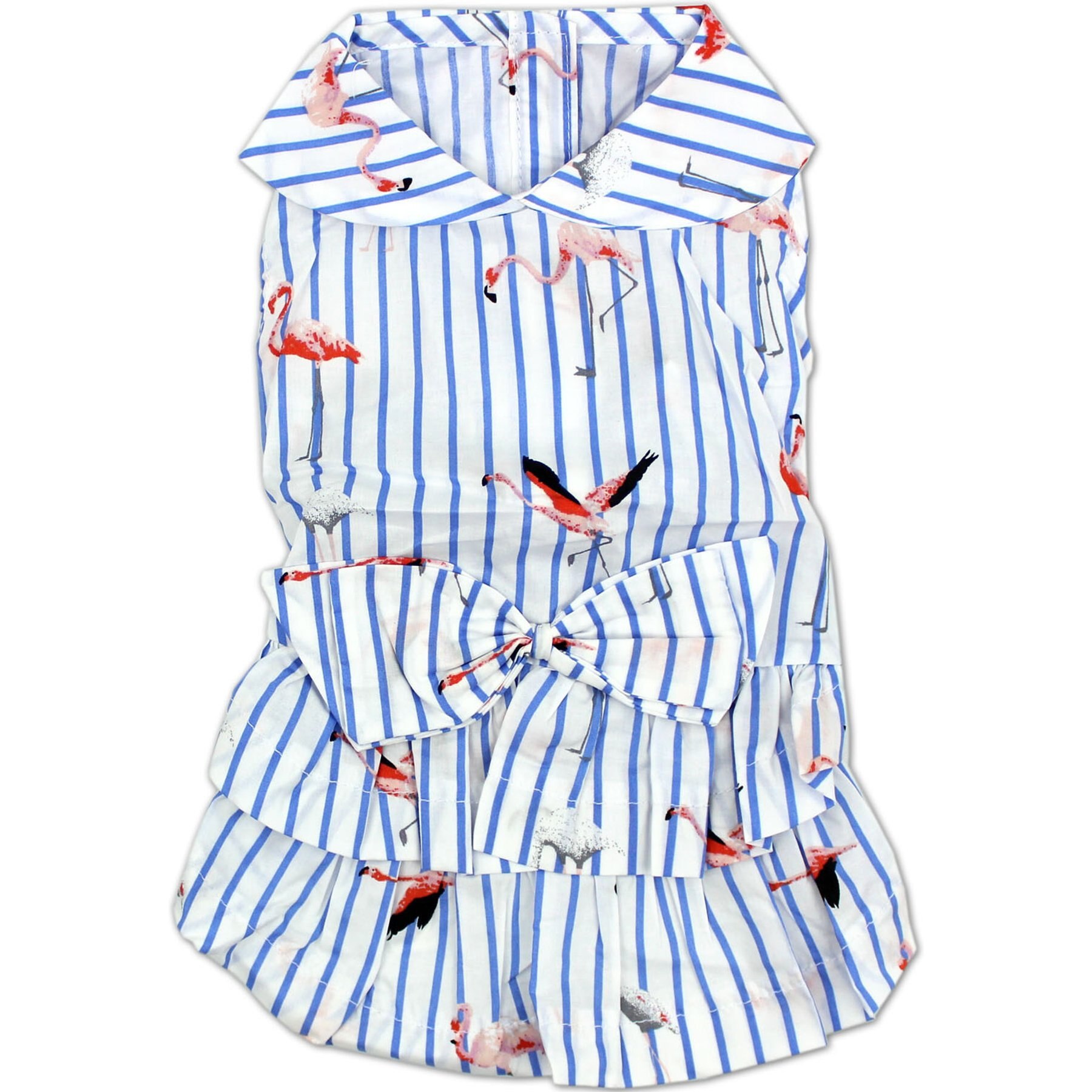 Parisian Pet Flamingo Striped Cotton & Flamingo Print Dog Dress, XX-Large