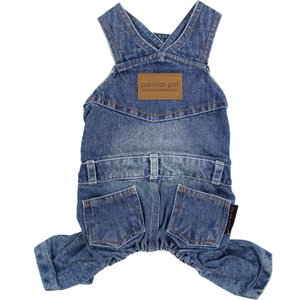 Parisian Pet Denim Stylish Overalls Durable & Trendy Overalls Jumpsuit for Dogs & Cats, Blue, Large