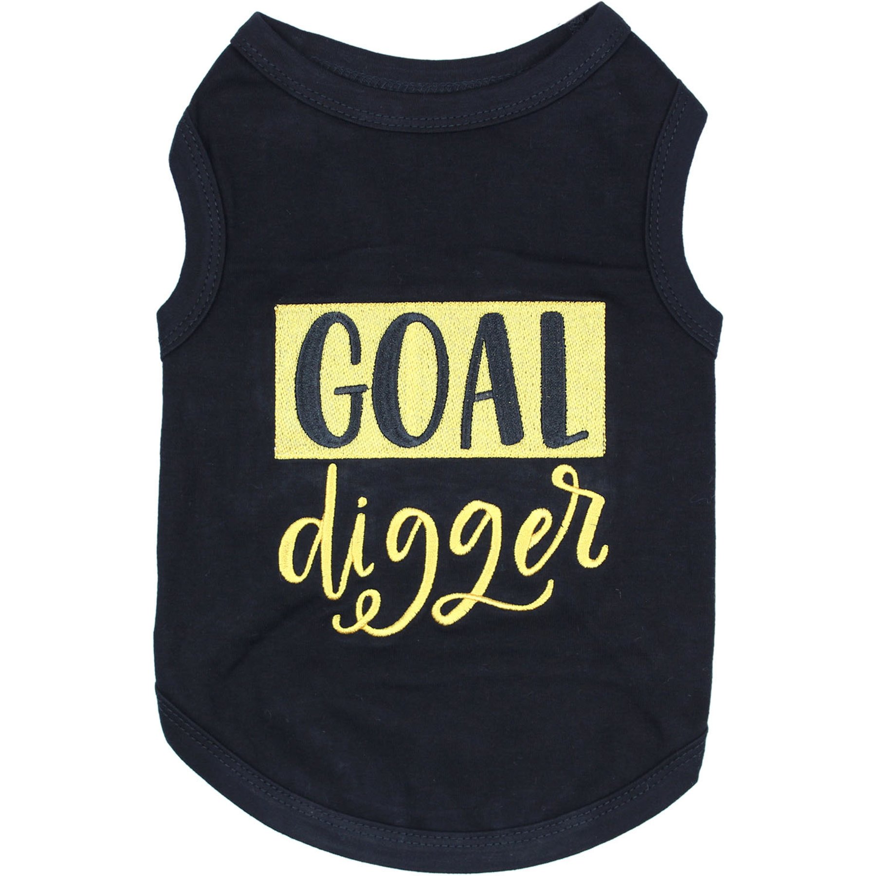 Parisian Pet Goal Digger Embroidered Motivational Dog & Cat T-Shirt, Black, XX-Large