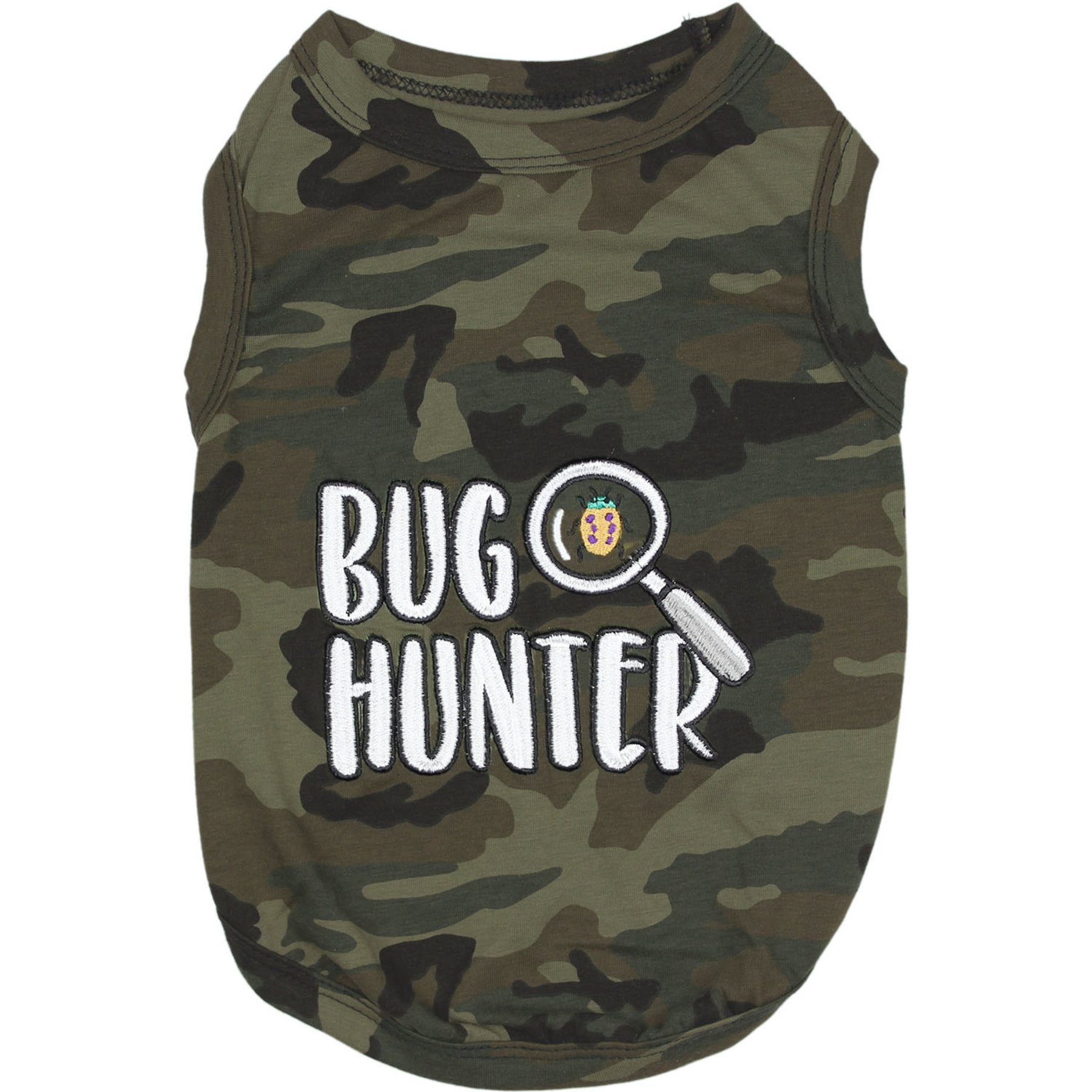 Parisian Pet Bug Hunter Embroidered Green Dog & Cat T-Shirt Cotton Tee, XX-Small
