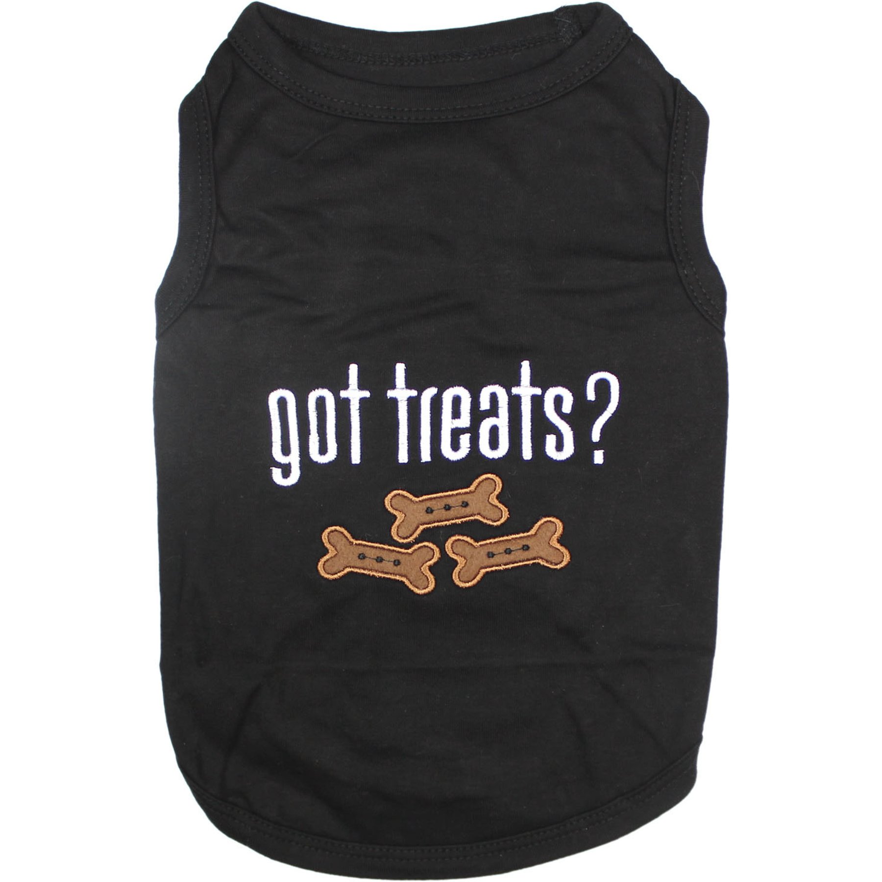 Parisian Pet Got Treats? Embroidered Cotton Dog & Cat Tee, Black, X-Large