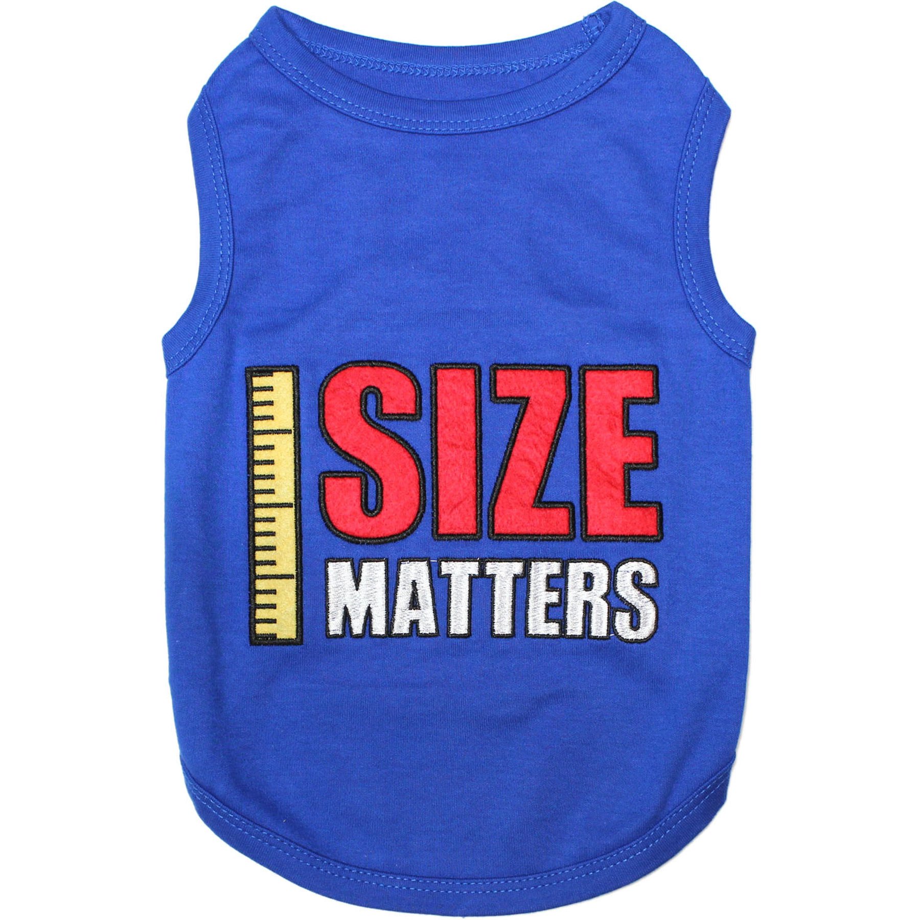 Parisian Pet Size Matters Embroidered Navy Cotton Dog & Cat T-Shirt, XX-Small