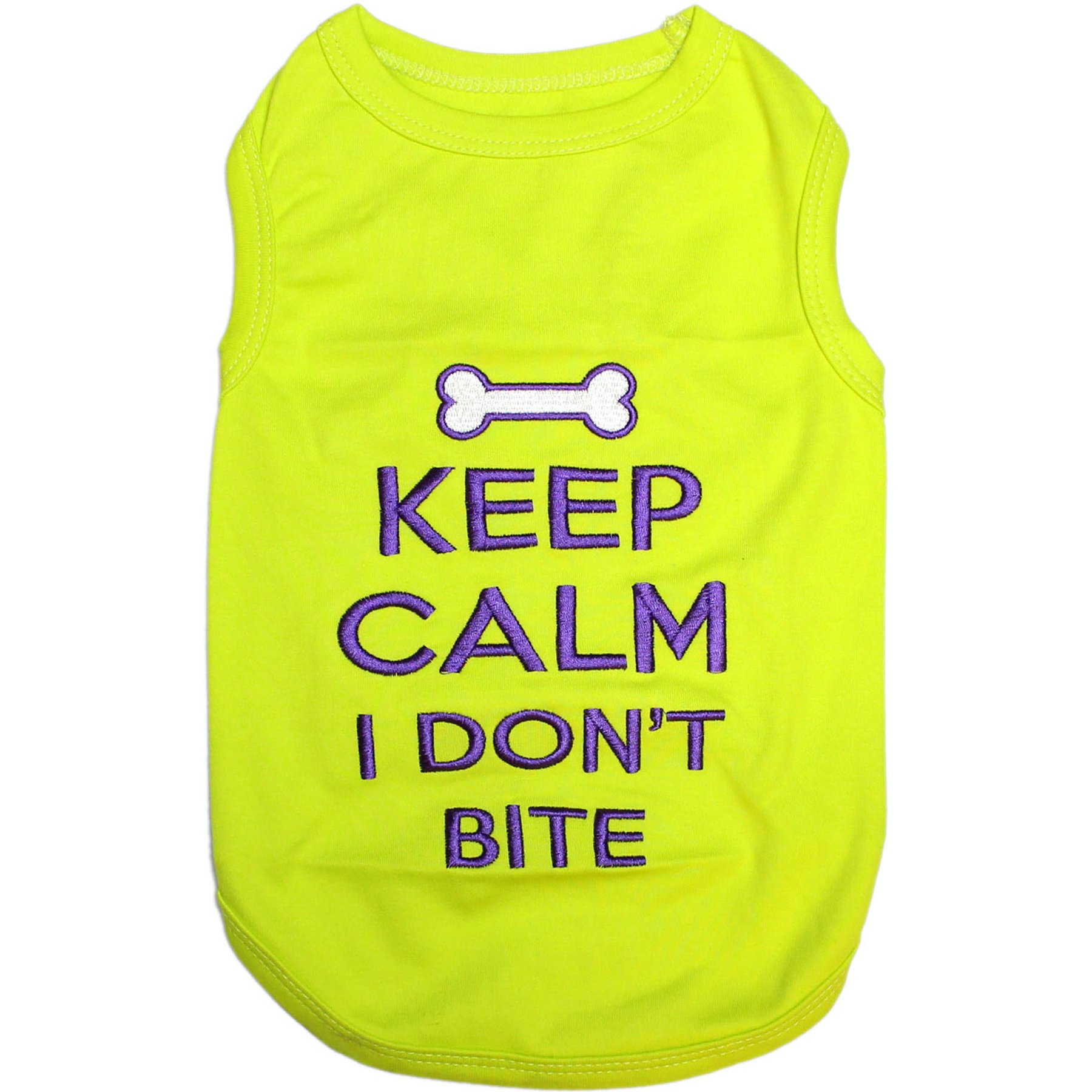 Parisian Pet Keep Calm I Don’t Bite Embroidered Dog Soft Cotton T-Shirt, Small
