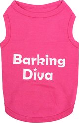 Parisian Pet Barking Diva Embroidered Cotton Dog & Cat T-Shirt, Pink, Small