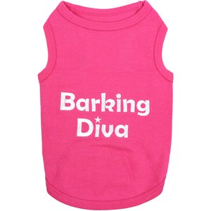 Parisian Pet Barking Diva Embroidered Cotton Dog & Cat T-Shirt, Pink, Large