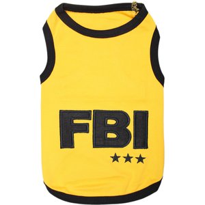 Parisian Pet FBI Embroidered Cotton Dog T-Shirt with Bold Logo, Black, Large