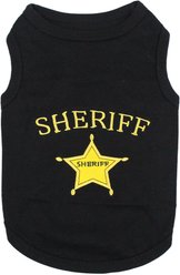 Parisian Pet Sheriff Embroidered Western Cotton Dog T-Shirt, Black, Medium