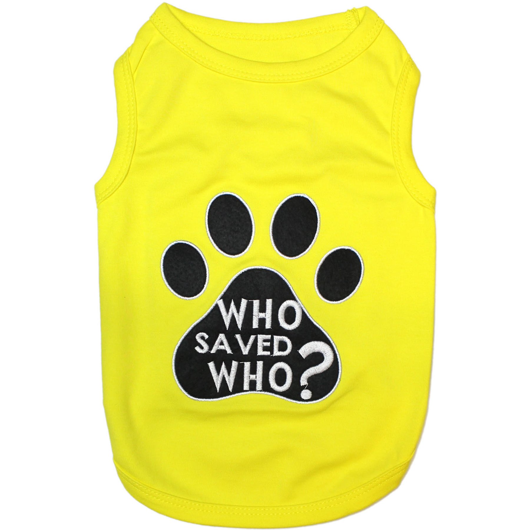 Parisian Pet Who Saved Who? Embroidered Cotton Dog T-Shirt, Large