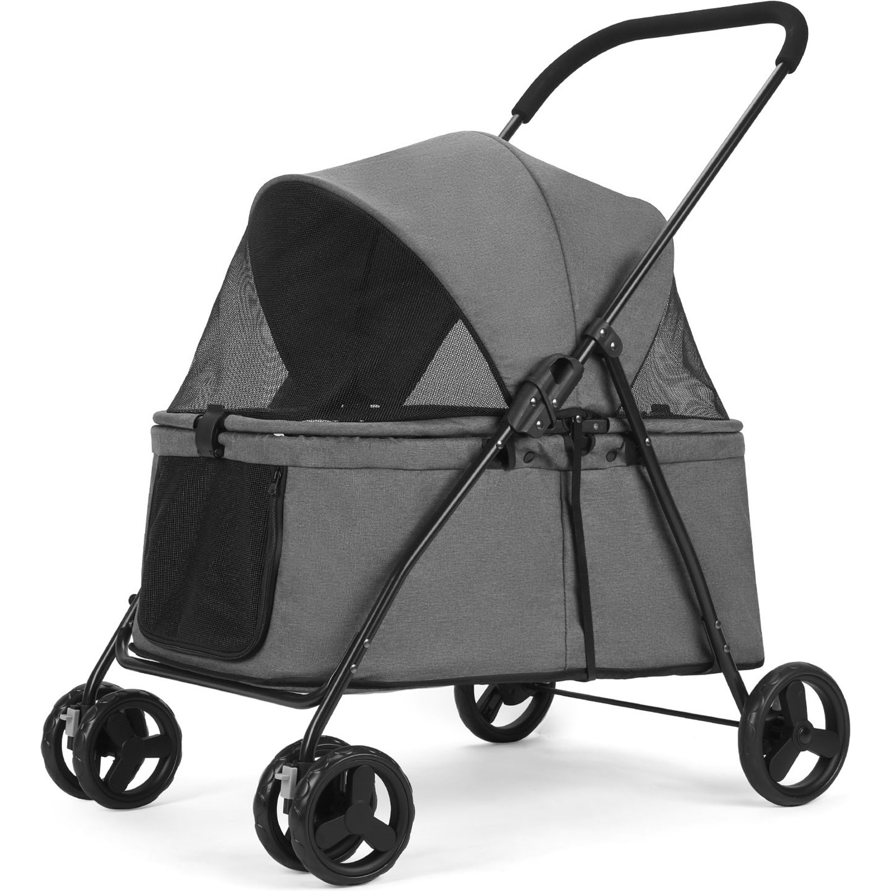 Wedyvko P05 Portable Foldable Dog & Cat Stroller, Dark Gray