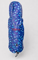 The Worthy Dog Personalized Chomp London Graphic Water Resistant Dog Raincoat, Blue, XX-Large slide 1 of 4
