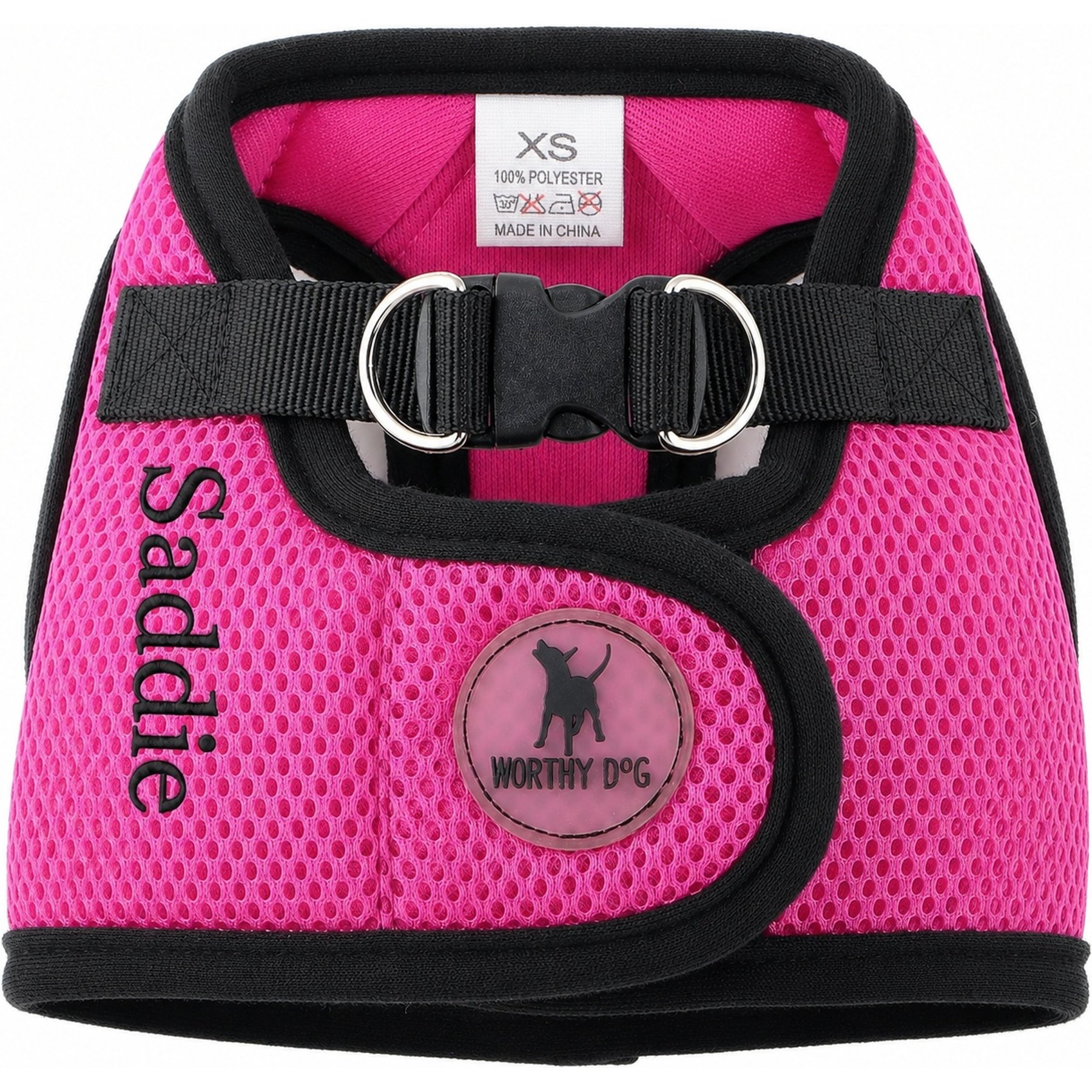 The Worthy Dog Personalized Sidekick Reflective Dog Harness, Pink, XX-Large: 27 to 31-in chest