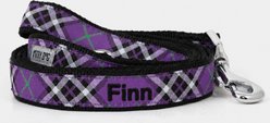 The Worthy Dog Personalized Bias Plaid Lead Handle Dog Leash, Purple, Large: 5-ft long, 1-in wide