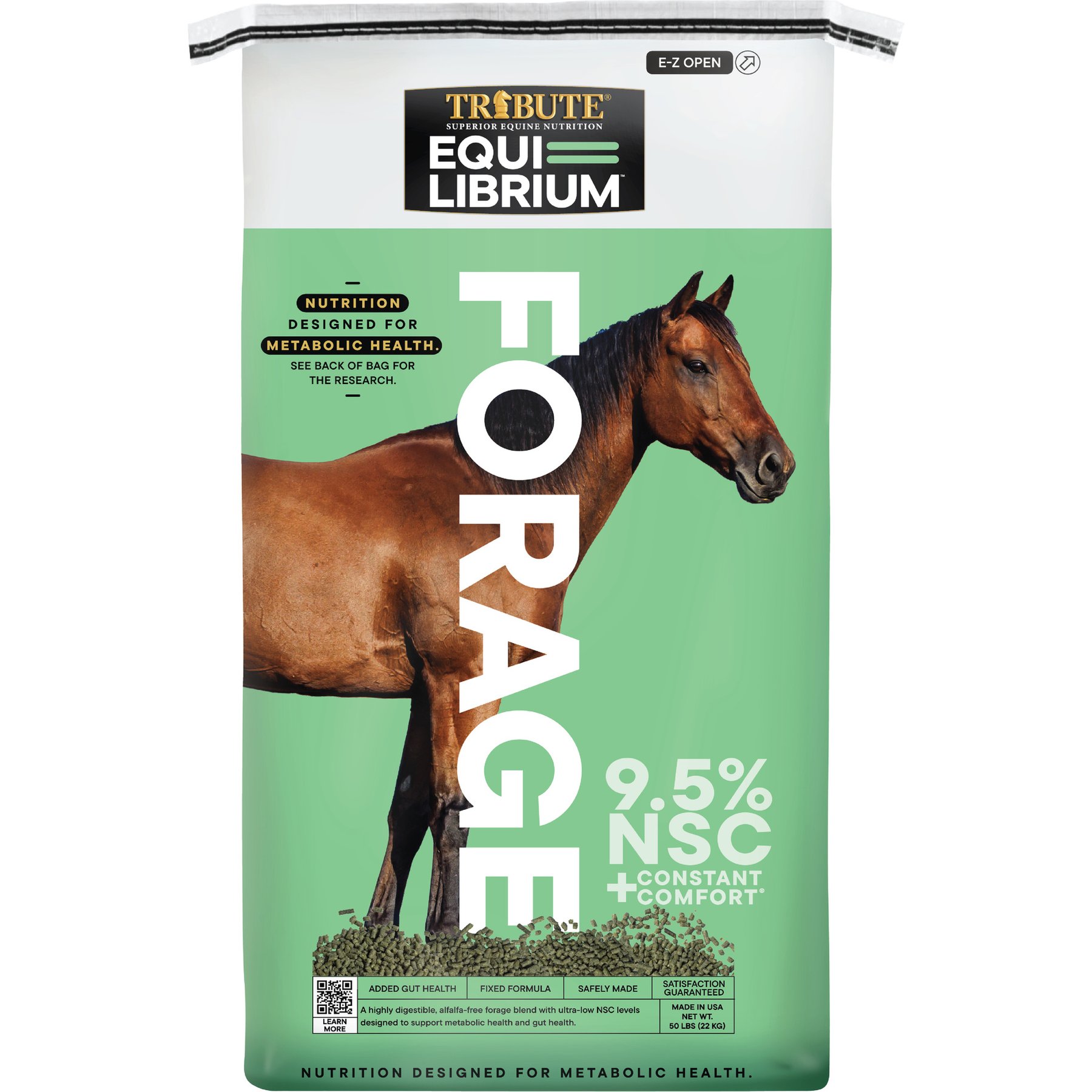 Tribute Equine Nutrition Equi-Librium Forage with Digestive Support Horse Feed, 50-lb bag