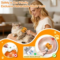 Pawimood 5-in-1 Self-Cleaning 3 Swap-in Heads Spray Hair Removal Comb, Includes Waterless Shampoo Dog & Cat Steam Brush, Orange, 8.07 x 4.13 x 2.87-in slide 2 of 9
