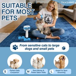 Pawimood 5-in-1 Self-Cleaning 3 Swap-in Heads, Shedding & Hair Removal Includes Waterless Shampoo Dog & Cat Steam Brush, Blue, 8.07 x 4.13 x 2.87-in slide 2 of 9