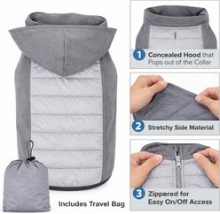 Pet Life Apex Lightweight Hybrid 4-Season Stretch & Quick-Dry Dog Coat, Grey, Large slide 2 of 9