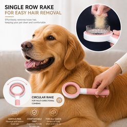 Pet Life WAGNIFY 360 Degree & Multi-Directional Modern Grooming Dog & Cat Rake Comb, Pink slide 2 of 7
