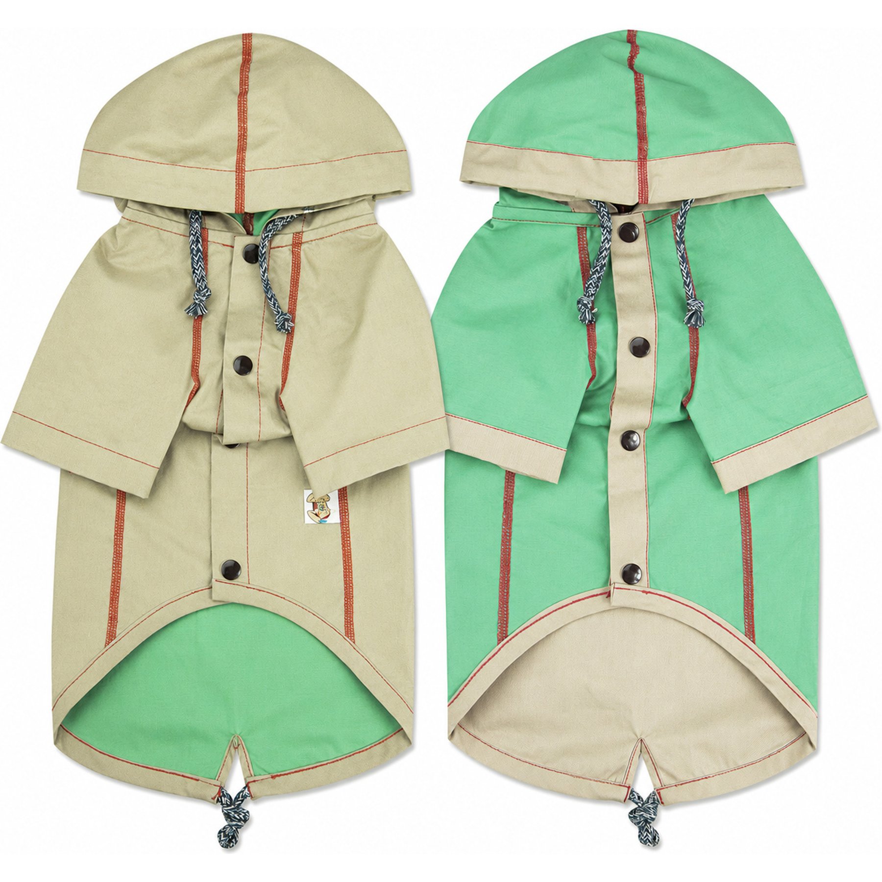 Touchdog Cloudburst Waterproof Reversible Dog & Cat Raincoat, Khaki, X-Large