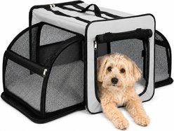 Pet Life Capacious Dual-Expandable Soft-Sided Collapsible Travel Dog Crate, Grey, 27.5 inch