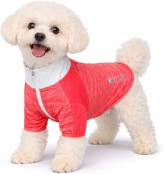 Pet Life Active Chewitt Wagassy 4-Way Stretch Performance Long Sleeve Dog T-Shirt, Red, Large