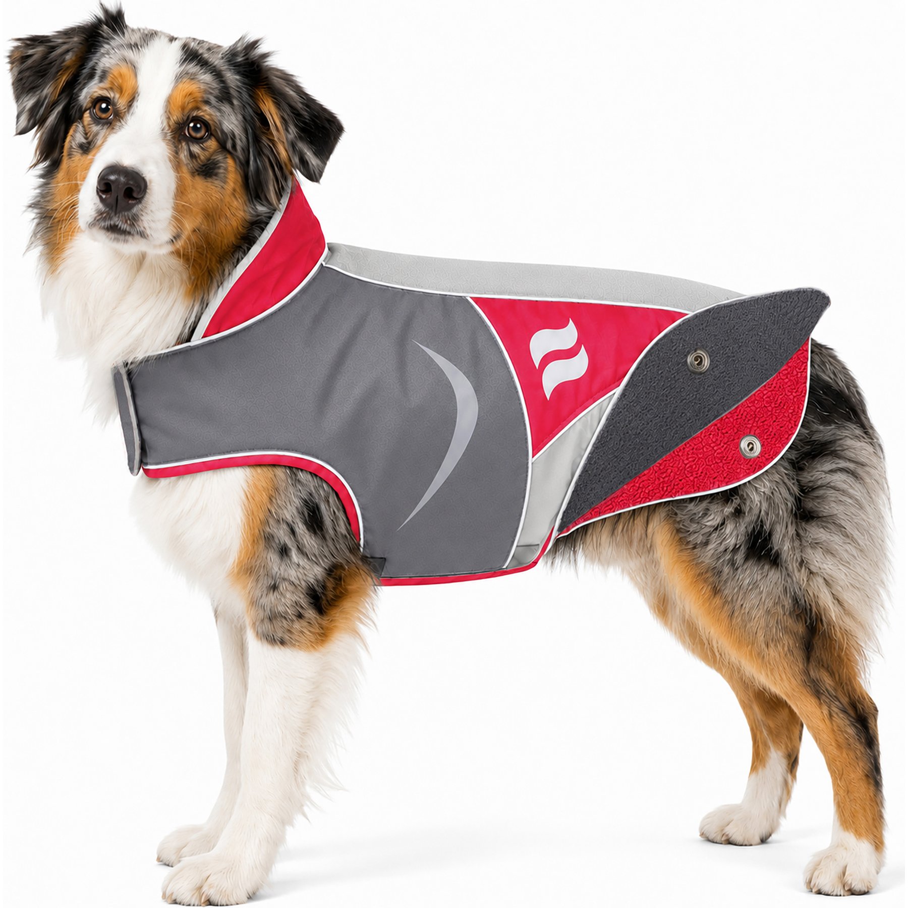 Dog Helios Lotus 2-in-1 Convertible Dog Jacket, Red, Small
