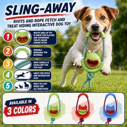 Pet Life Sling-Away Treat Dispensing Launcher Squeaky Dog Toy, Green slide 2 of 2
