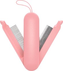 Pet Life JOYNE Multi-Functional 2-in-1 Swivel Travel Grooming Dog & Cat Comb & Deshedding Tool, Pink
