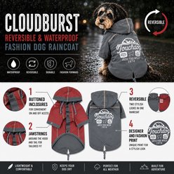 Touchdog Cloudburst Waterproof Reversible Dog & Cat Raincoat, Grey, X-Small slide 2 of 5
