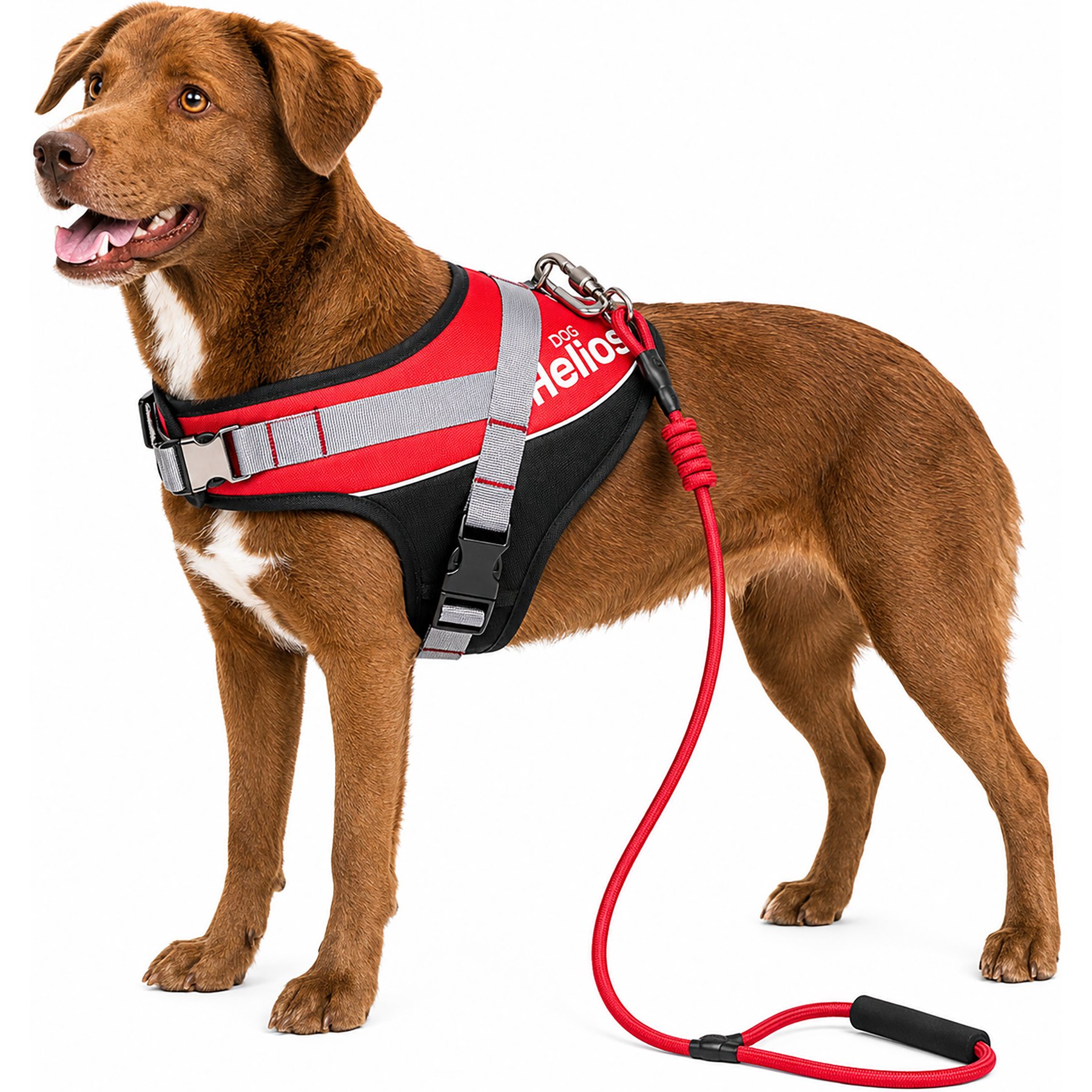 Dog Helios Bark-Mudder 3M Reflective Dog Harness & Leash, Red, Medium