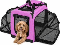Pet Life Hounda Accordion Metal Framed Dual-Sided Collapsible Dog Crate, Pink, Medium
