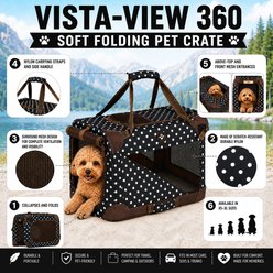 Pet Life 360° Vista View House Folding Zippered Dog Carrier, Dark Navy/Brown Polka, Large slide 2 of 9