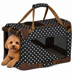 Pet Life 360° Vista View House Folding Zippered Dog Carrier, Dark Navy/Brown Polka, Large