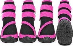 Pet Life Performance-Coned Premium Stretch Supportive Dog Shoes, 4 count, Black & Pink, Small